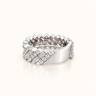 CORALIE – 2 Carats Baguette and Round Accent Ring in 10K White Gold