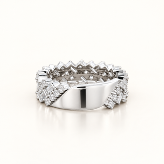 CORALIE – 2 Carats Baguette and Round Accent Ring in 10K White Gold
