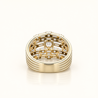 VALERIA – 2 Carat Round and Baguette LGD Ring in 10K Yellow Gold