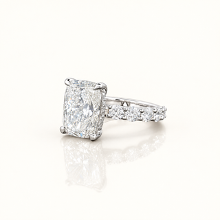 SERAPHINA – 6 Carat Cushion LGD Ring in 14K White Gold