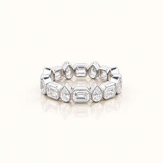 OPHELIA – 2 Carat Pear and Emerald LGD Eternity Ring in 10K White Gold