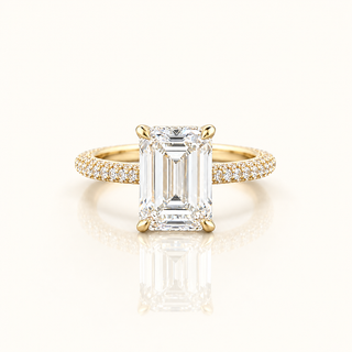 VALERIA – 4 Carat Emerald LGD Ring in 14K Yellow Gold