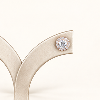 AMARA – 2 Carat Total Round LGD Earrings in 14K Pink Gold
