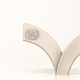 AMARA – 2 Carat Total Round LGD Earrings in 14K Pink Gold