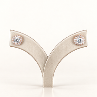 AMARA – 2 Carat Total Round LGD Earrings in 14K Pink Gold