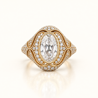 GENEVIEVE – 3.5 Carat Oval LGD Ring in 14K Yellow Gold