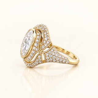 GENEVIEVE – 3.5 Carat Oval LGD Ring in 14K Yellow Gold