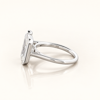 CELESTINA – 2 Carat Emerald & Pear LGD Ring in 14K White Gold