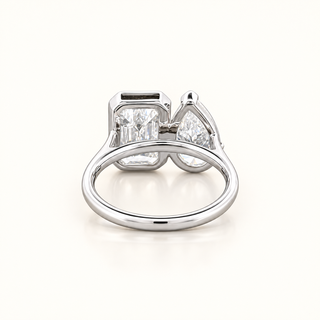 CELESTINA – 2 Carat Emerald & Pear LGD Ring in 14K White Gold
