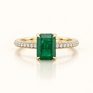 FLORENCIA – 2.5 Carat Emerald LGD Ring in 14K Yellow Gold