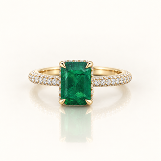 FLORENCIA – 2.5 Carat Emerald LGD Ring in 14K Yellow Gold