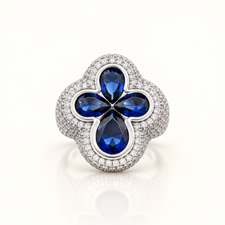 IVANNA – 6 Carat Flower Pear LGD Ring in 10K White Gold