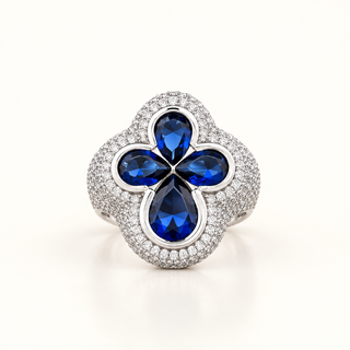 IVANNA – 6 Carat Flower Pear LGD Ring in 10K White Gold