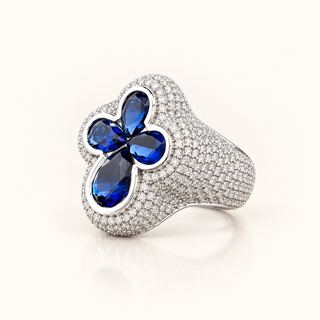 IVANNA – 6 Carat Flower Pear LGD Ring in 10K White Gold