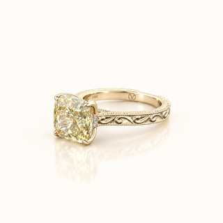HELENA – 6 Carat Cushion Square LGD Ring in 14K Yellow Gold