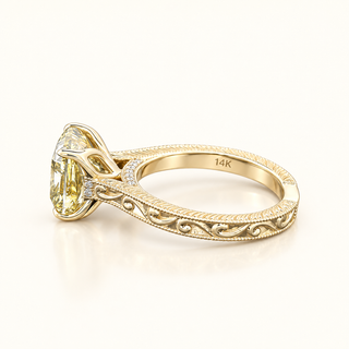 HELENA – 6 Carat Cushion Square LGD Ring in 14K Yellow Gold