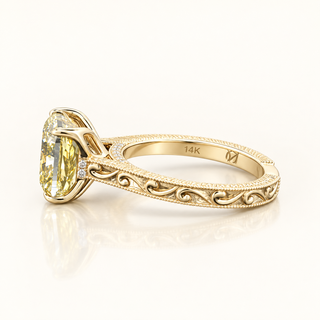 HELENA – 6 Carat Cushion Square LGD Ring in 14K Yellow Gold