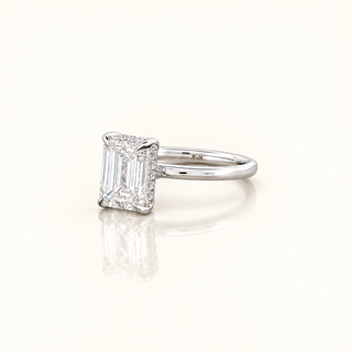 INESSE – 3 Carat Cushion Pink LGD Two-Tone Ring in 14K Rose & White Gold