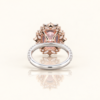 IVY – 3.5 Carat Cushion Pink LGD Two-Tone Ring in 14K Rose & White Gold