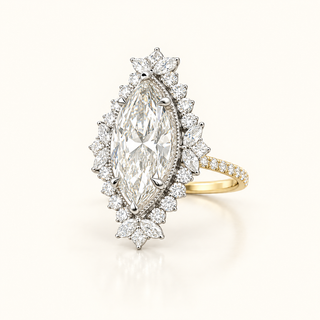 JANINA – 5 Carat Marquise LGD Ring in 10K Two-Tone Gold