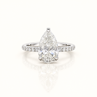 JANESSA – 3 Carat Pear LGD Ring in 14K White Gold