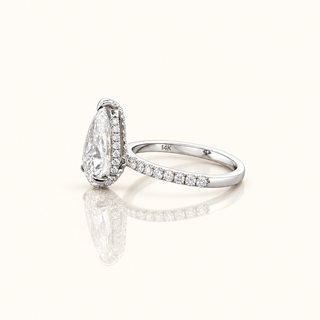 JANESSA – 3 Carat Pear LGD Ring in 14K White Gold