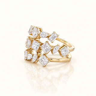 GRISELDA – 3 Carat Mixed Fancy LGD Ring in 14K Yellow Gold