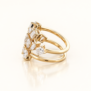 GRISELDA – 3 Carat Mixed Fancy LGD Ring in 14K Yellow Gold
