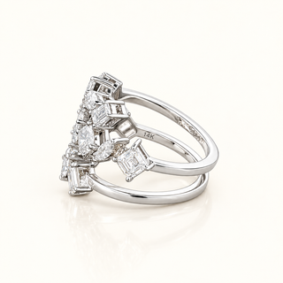 GUINEVERE – 3 Carat Mixed Fancy LGD Ring in 14K White Gold