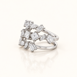 GUINEVERE – 3 Carat Mixed Fancy LGD Ring in 14K White Gold