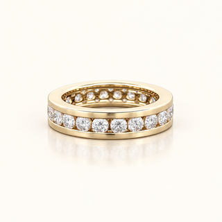 GUDA – 3 Carat Round Bezel Eternity LGD Ring in 14K Yellow Gold
