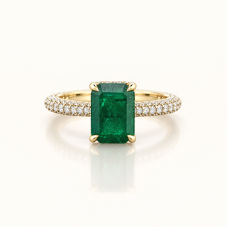 ISOLDE – 1.5 Carat Emerald Lab-Grown Colored Diamond Ring in 14K Yellow Gold