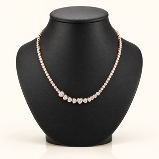 INEZ – 11 Carat Heart LGD Statement Necklace in 14K Rose Gold