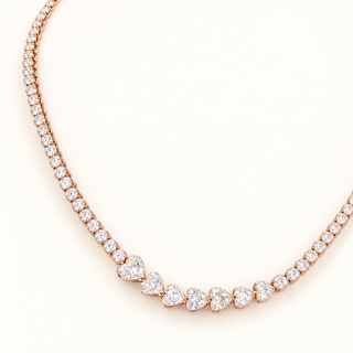 INEZ – 11 Carat Heart LGD Statement Necklace in 14K Rose Gold