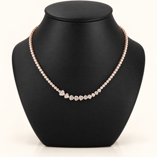 INEZ – 11 Carat Heart LGD Statement Necklace in 14K Rose Gold