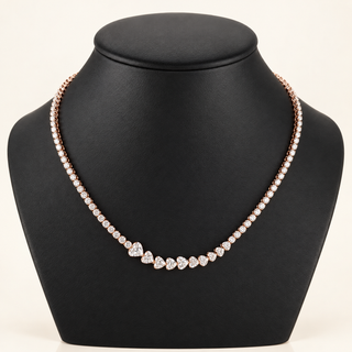 INEZ – 11 Carat Heart LGD Statement Necklace in 14K Rose Gold