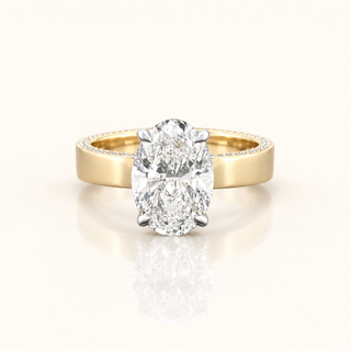 ISOLDE – 3 Carat Oval LGD Two-Tone Ring in 14K White & Yellow Gold