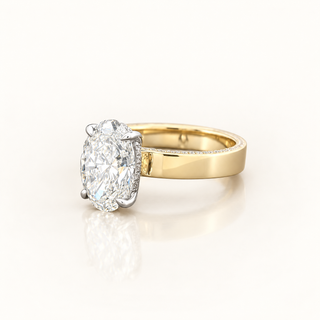 ISOLDE – 3 Carat Oval LGD Two-Tone Ring in 14K White & Yellow Gold