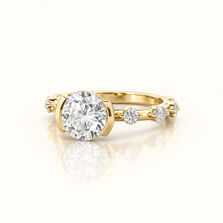 JAIDEN – 2 Carat Round Bezel LGD Ring in 14K Yellow Gold