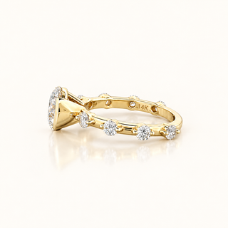 JAIDEN – 2 Carat Round Bezel LGD Ring in 14K Yellow Gold