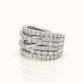 AURORA - 2 Carat Mixed Fancy LGD Ring in 14K White Gold