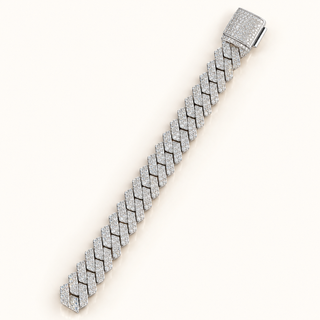 JAMISON – 12 Carat Cuban 2-Row Pave LGD Bracelet in Silver 925