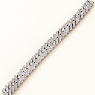 JAMISON – 12 Carat Cuban 2-Row Pave LGD Bracelet in Silver 925