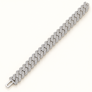 JAMISON – 12 Carat Cuban 2-Row Pave LGD Bracelet in Silver 925