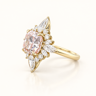 JANISE – 4 Carat Cushion LGD Ring in 14K Yellow Gold