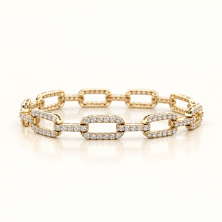 JEAN – 3.5 Carat Diamond Gap Station LGD Bracelet in 14K Yellow Gold