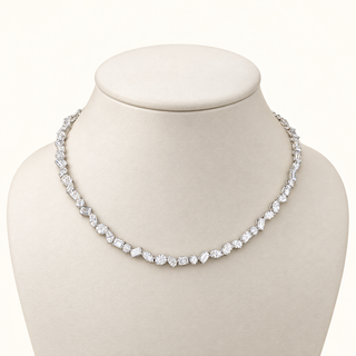 JEDIDIAH – 21.5 Carat Fancy Station Chain LGD Necklace in 14K White Gold