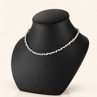 JEDIDIAH – 21.5 Carat Fancy Station Chain LGD Necklace in 14K White Gold