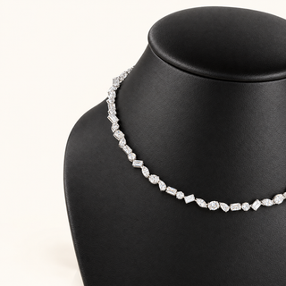 JEDIDIAH – 21.5 Carat Fancy Station Chain LGD Necklace in 14K White Gold