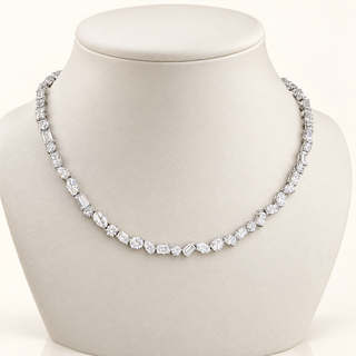 JEDIDIAH – 21.5 Carat Fancy Station Chain LGD Necklace in 14K White Gold